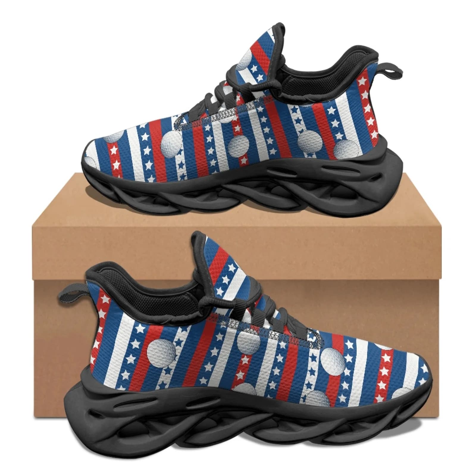PENSTROLL Golf Balls Pattern Running Shoes Fashion Sneakers for Students Casual Men's Running Shoes