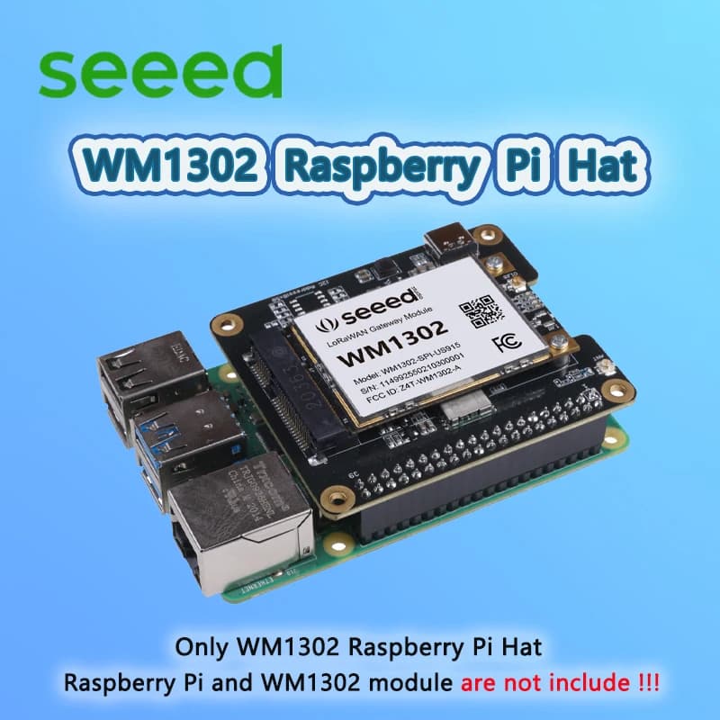 Seeed WM1302 Raspberry Pi Hat for Module Connection WM1302 LoRaWAN, Mini-PCIe Shape Factor, Concentrator LoRa Semtech SX1302