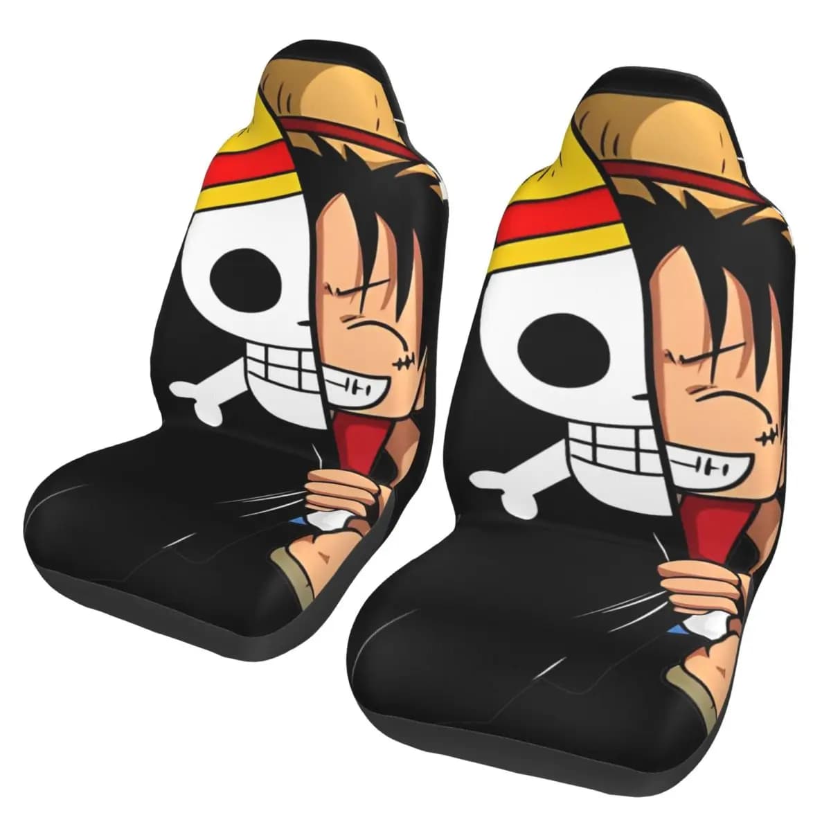 Fun Universal Car Seat Cover with Monkey Luffy Anime, One Piece Car Seat Covers for Women, in Polyester, for Fishing and Offroad