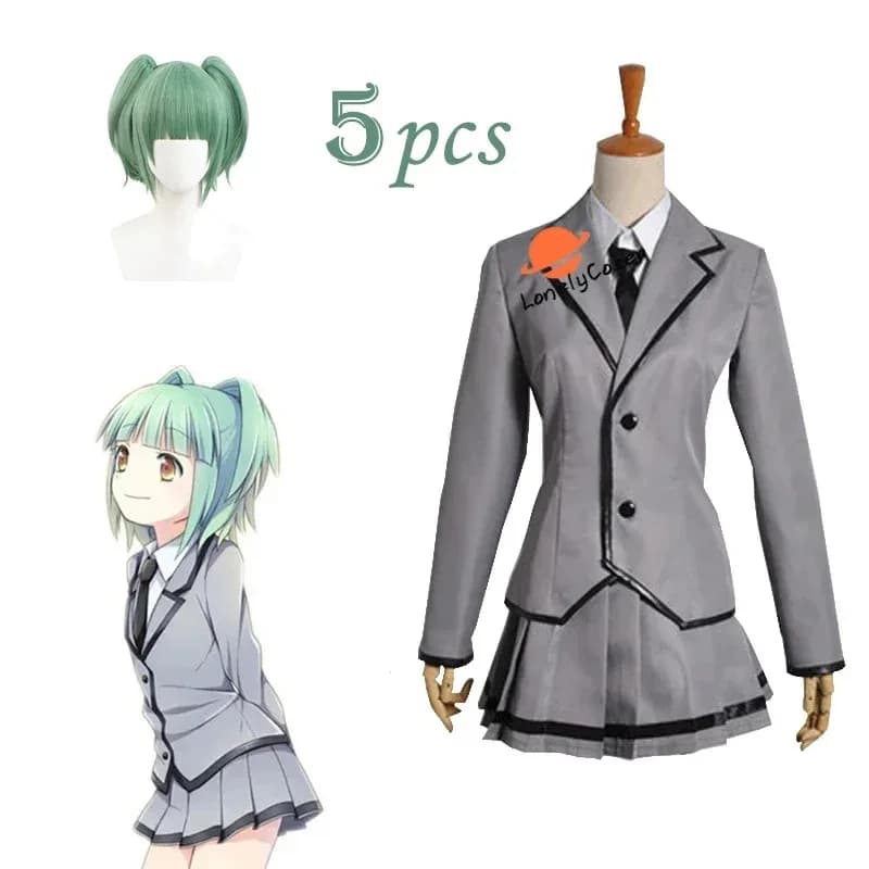 ♥ Costume di Halloween per Cosplay Anime Assassination Classroom, Parrucca Kayano Kaede, Cravatta, Gonna, Completo per Festa di Natale, Nuovo 2026 Topspeed Cos
