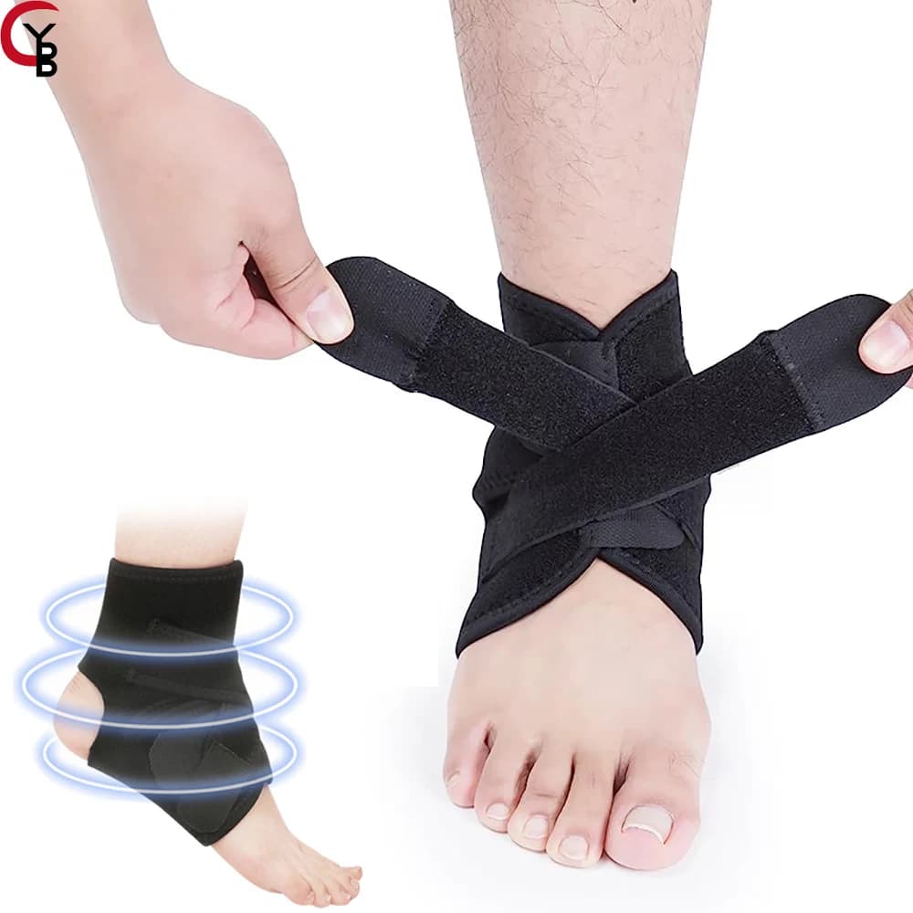 YANBIGUO Supporto per caviglia regolabile per donne e uomini, manica in neoprene traspirante, per recupero da tendini d'achille, stiramenti, infortuni, corsa