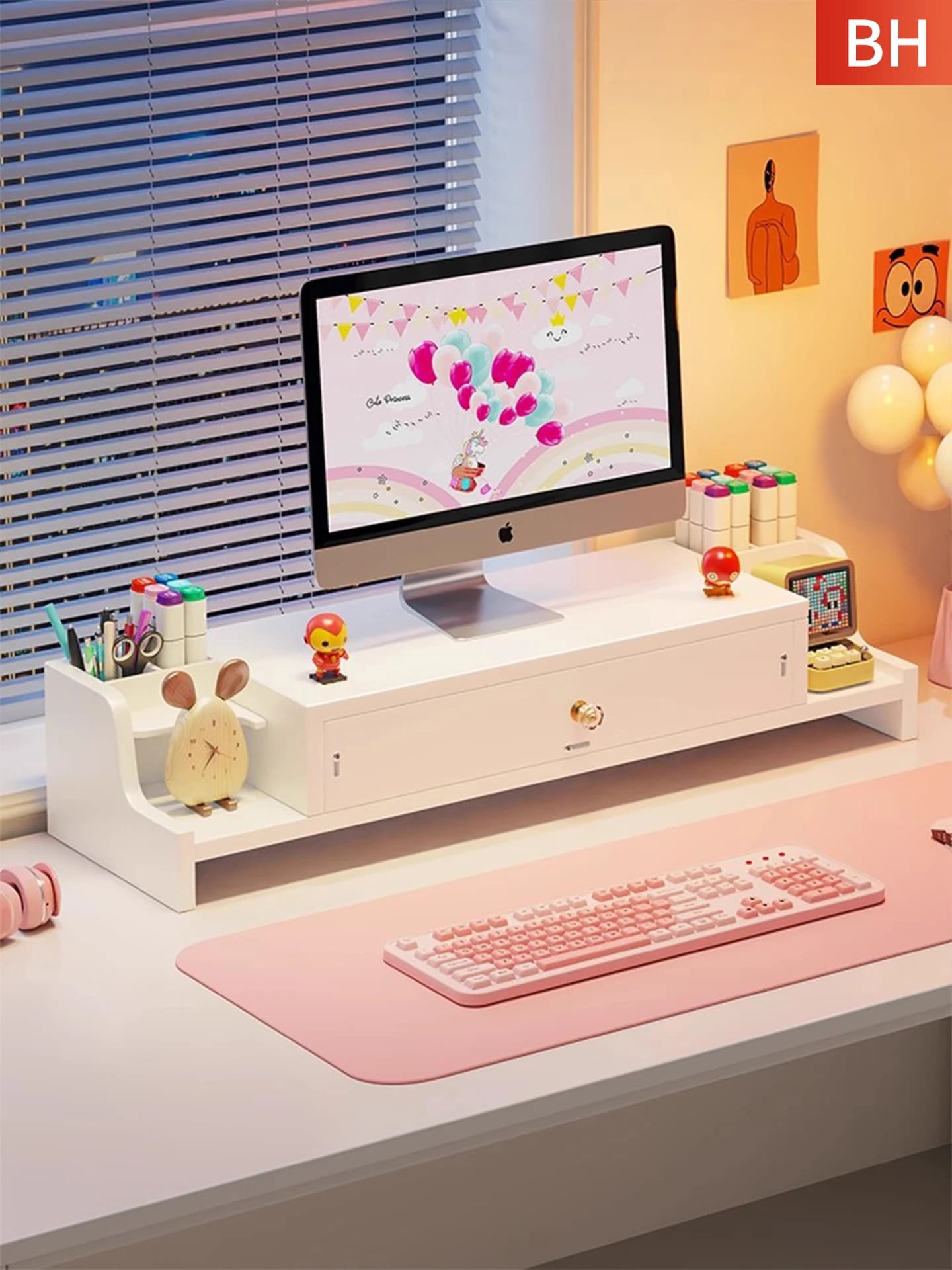 Desktop Cuter Riser Stand Office desk organizer with Der H-ape elf Modern design Simplici for PC monitor desktop