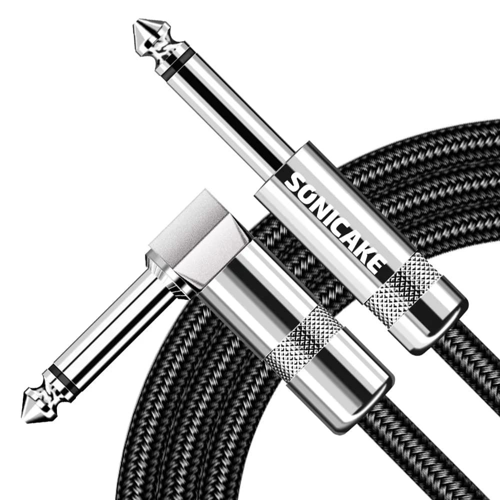 Cavo per chitarra intrecciato SONICAKE Cavo audio da 3 m/6 m 6,35 mm 1/4" da dritto a dritto, da dritto a ad angolo retto Nero
