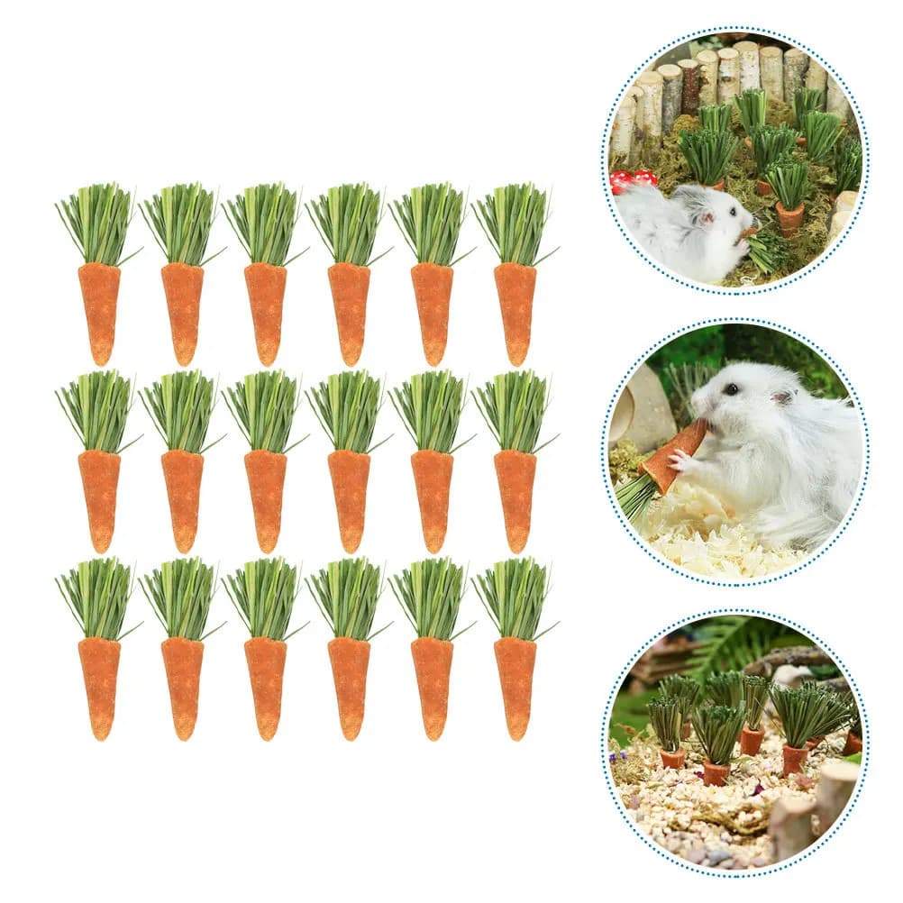 18 bastoncini per dentizione carota per giocattoli da masticare per criceti, aste per digrignare i denti degli animali domestici, giocattolo per coniglietti