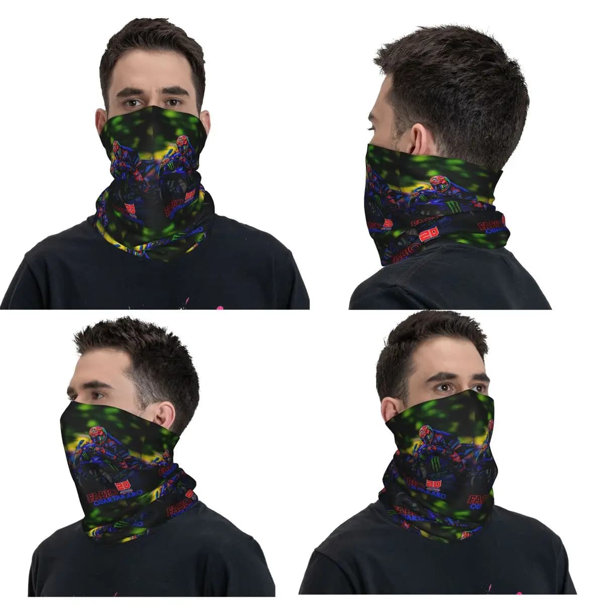 Fabio Quartararo French Motorcycle Racer Bandana Copricollo Stampato Avvolgente Maschera Sciarpa Fascia multiuso Unisex Adulto Antivento