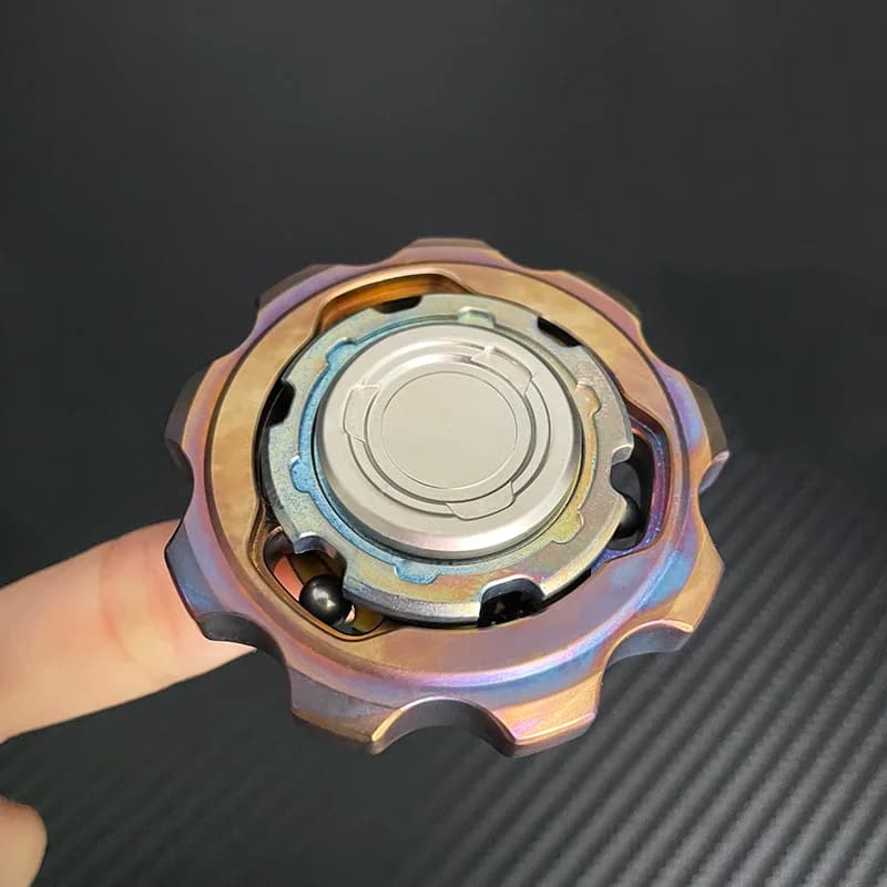 Fidget Spinner in Acciaio Inossidabile Edizione Limitata con Finitura Bluata a Caldo, Giocattolo Antistress per Adulti