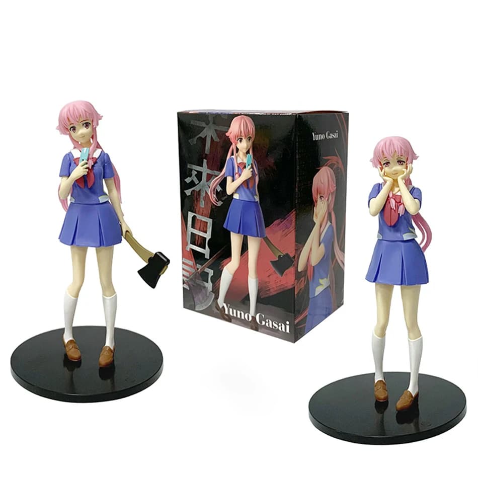 Hot 17 cm Future Diary Mirai Nikki Gasai Yuno Anime Uniforme Abito in piedi Postura Action Figure Modello Giocattolo da tavolo