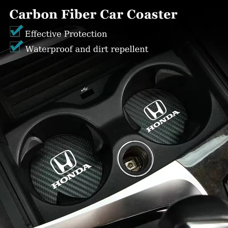 2 Pezzi Tappetini Isolanti Acustici in Pelle per Vano Portabicchieri Auto per Honda Civic Accord Fit Jazz Pilot CRV Odyssey Passport City HRV