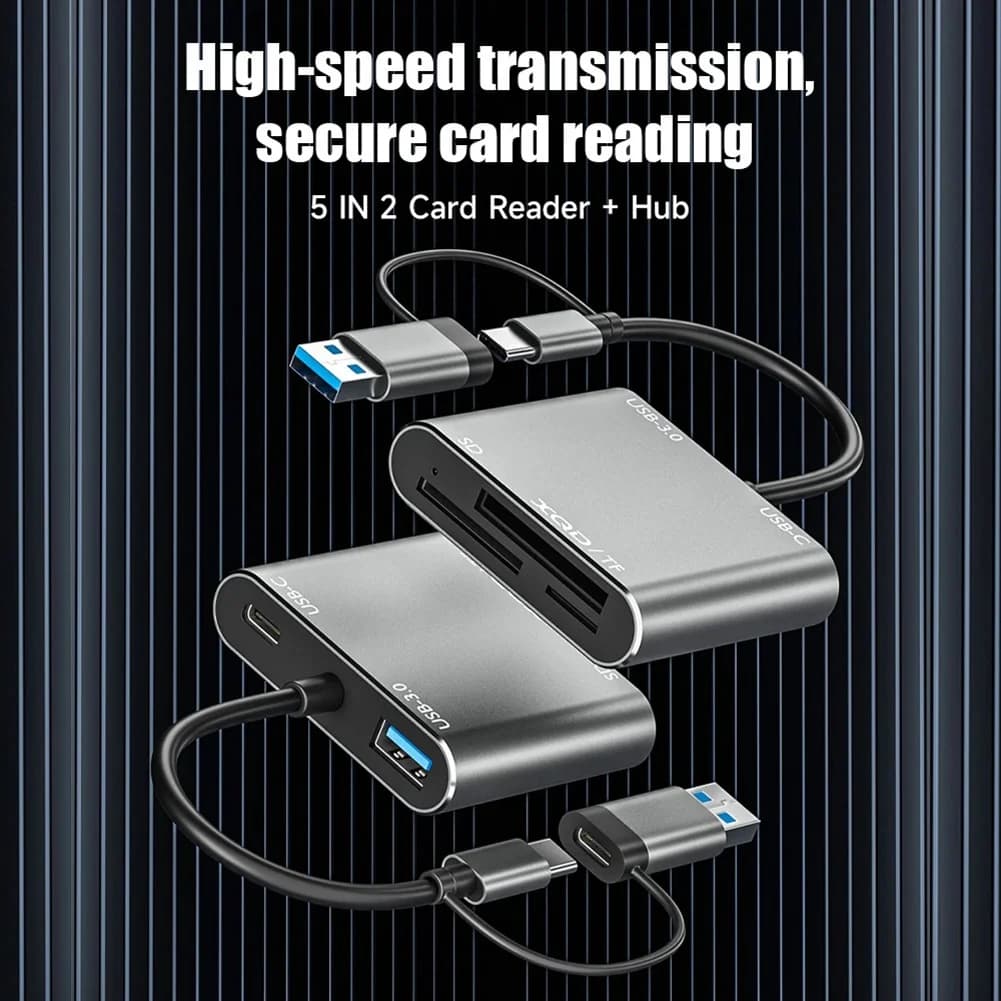 A46M-Nuovo Lettore di Schede di Memoria USB 3.0 5 in 1 da USB-C a TF SD XQD per 15 Pro/Max Pro/Air 2023