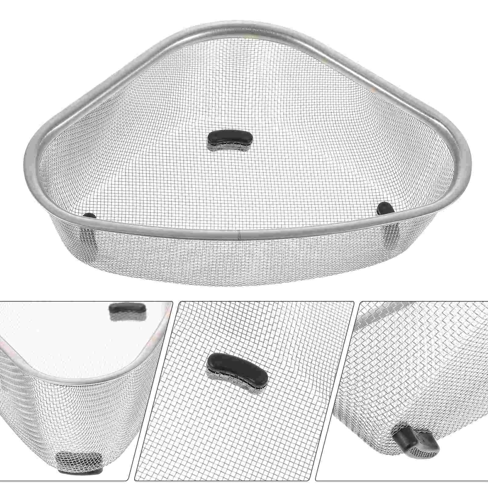 Cestello di scarico in acciaio inossidabile, filtro per lavello da cucina, portaoggetti triangolare, contenitore per rifiuti alimentari, scolapasta, cestini portaoggetti