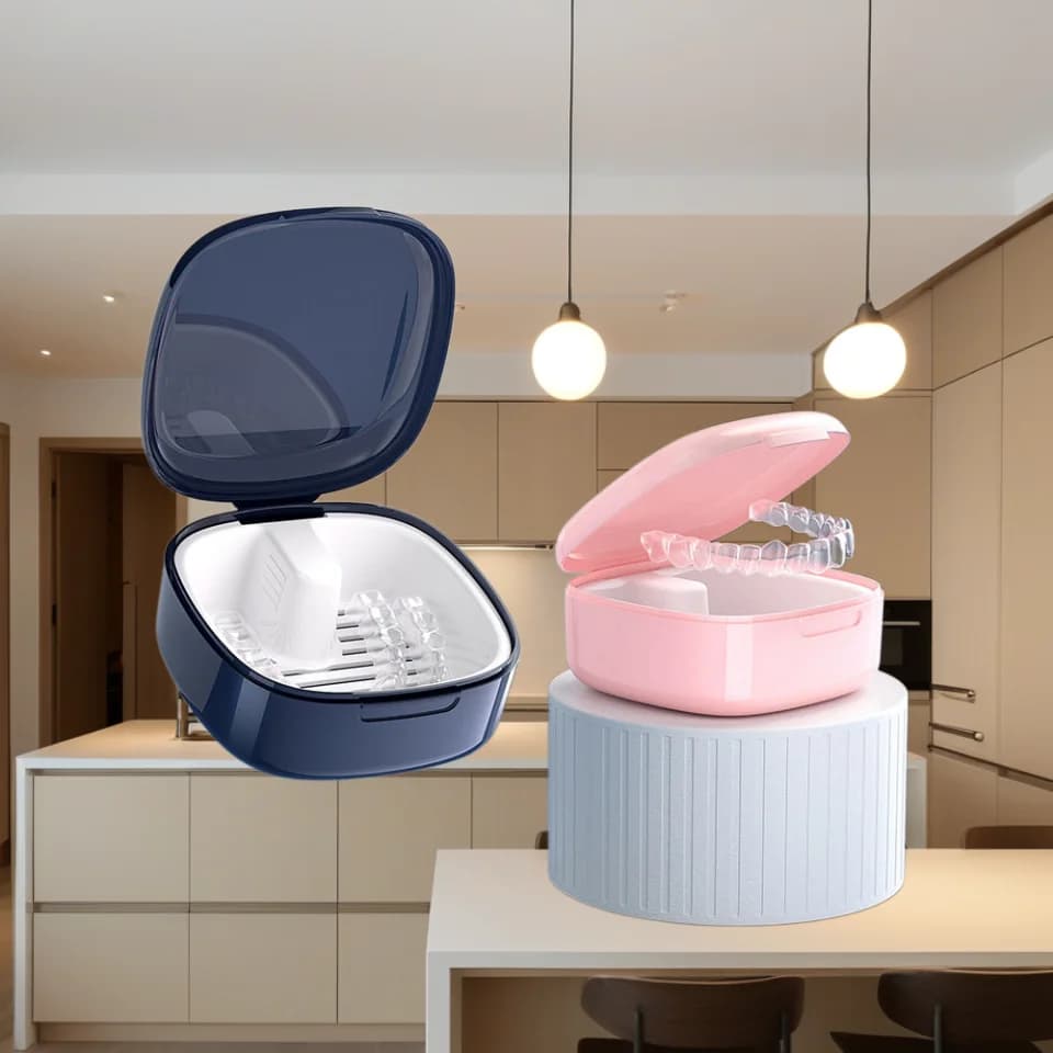 1 Pezzo Scatola Portatile per Contenitore Retainer, Protezione Orale, Denti Finti, Dentiere, Allineatori e Apparecchi Ortodontici