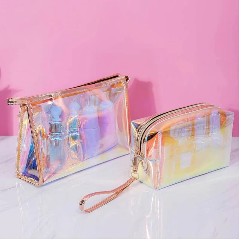 Fashion Chic PVC Cosmetic Bag Women Transparent Make Up Bag Toiletry Waterproof Travel Storage Beauty Makeup Wash Case Bags