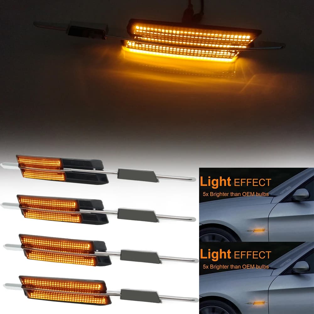 Lente nera Freccia dinamica LED Indicatore laterale Lampada Indicatore di direzione Lampeggiante per BMW E60 E90 E61 E82 E93 E92 E91 E81 E88 Con logo M