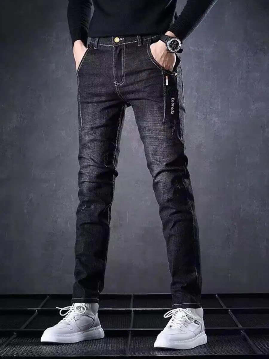 Nuovi Jeans da Uomo Slim Fit 2026, Gamba Dritta, Ricamati, Vita Elastica, Comodi, Primavera Estate Autunno, Alla Moda