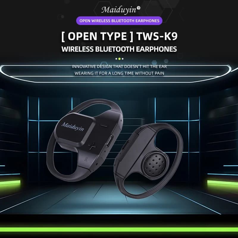 TWS K9 Auricolari sportivi Bluetooth 5.4 HIFI Bass Cuffie wireless Touch Auricolare vivavoce con cancellazione del rumore Auricolare impermeabile