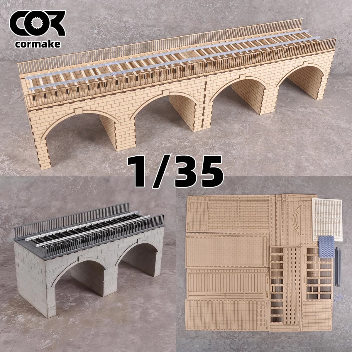 Modello architettonico da assemblare, tavolo di sabbia, ponte in legno, ponte in acciaio, ponte ferroviario, diorama, kit modello in scala 1/35