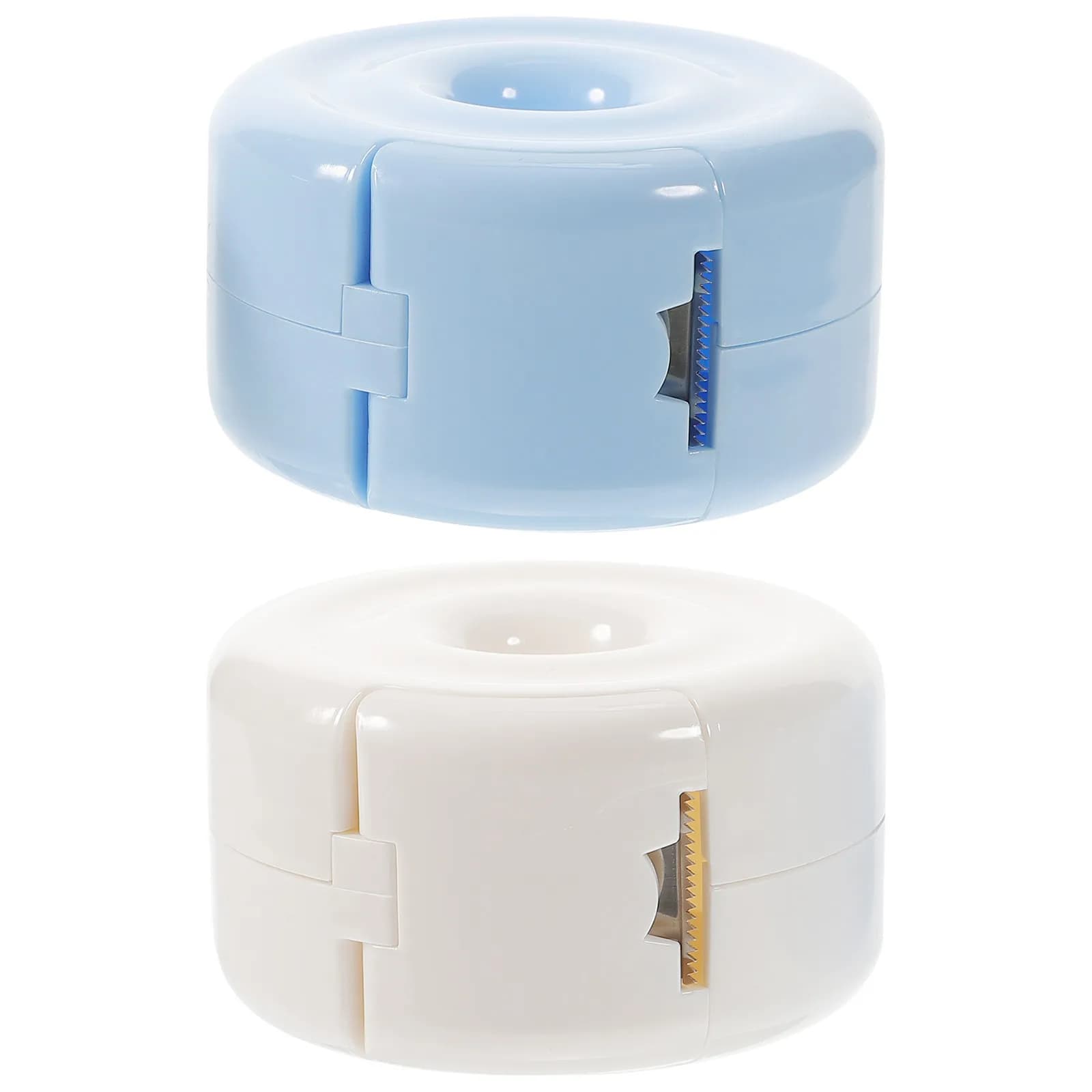 Dispenser di nastro adesivo da 2 pezzi, portatile, piccolo, da scrivania, porta etichette, taglierina per adesivi da ufficio, affidabile porta nastro adesivo per la casa e la scrivania