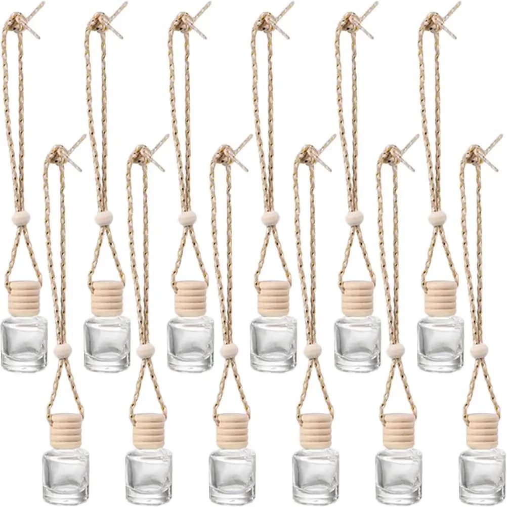 12 pcs mini glass perfume bottle wooden cap diy diffuser for aromatherapy car hanging essential oil travel small reusable