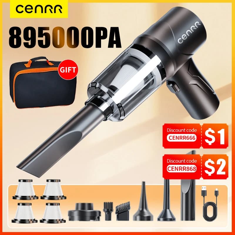 CENRR 895000PA Mini Aspirapolvere per Auto Forte Scuzione Potente Pulitore per Auto Senza Fili Tenuto In Mano Aspirapolvere Portatile Pistola Ad Aria