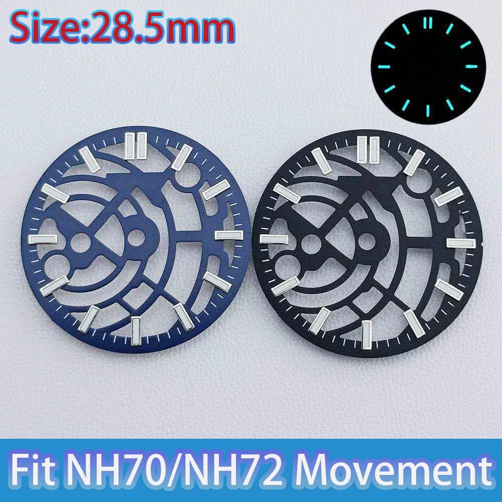 28.5 mm NH70 Skeleton Dial Blue Bright Blue Dial Suitable for Men's Watch Parts with NH70 NH72 Movement