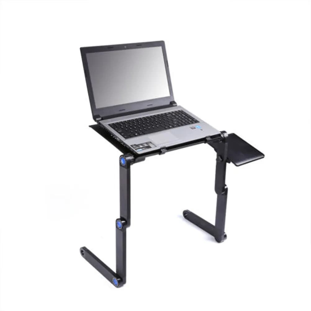 Supporto Pieghevole Regolabile per Laptop in Metallo Nero, Portatile con Fori di Ventilazione per Dissipazione del Calore, Scrivania da Letto per Laptop, Tablet e Libri