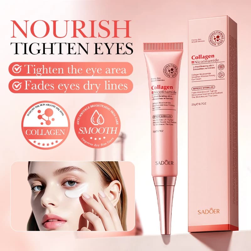 SADOER Crema Contorno Occhi alla Niacinamide, idratante al collagene, rinfrescante e non appiccicosa, rassodante per la pelle, antirughe e antiocchiaie