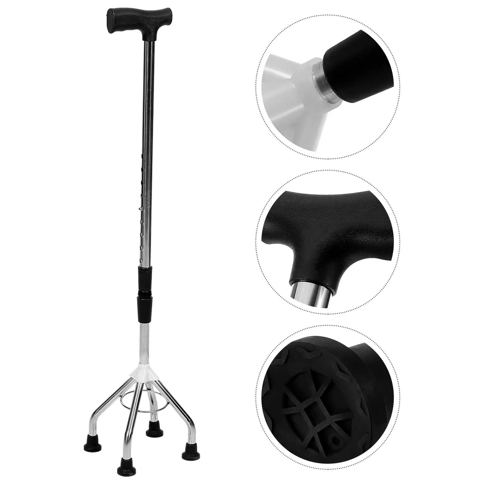 Professional Stroller Stick with Four Legs, Adjustable and Stable, for Seniors, Anti-slip, for Trekking and Hiking