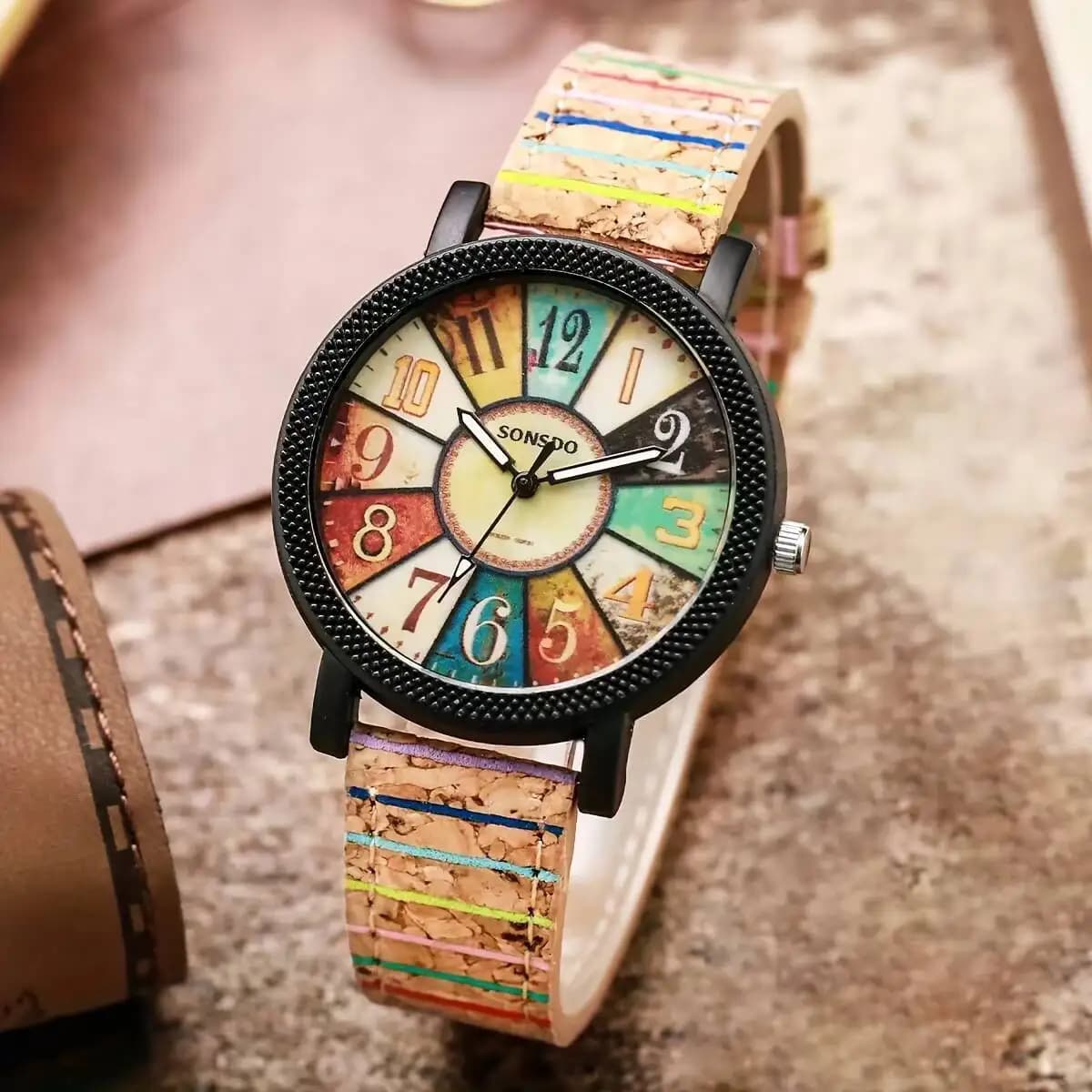 Orologio da donna Casua cinturino in pelle quadrante arabo orologi al quarzo analogici