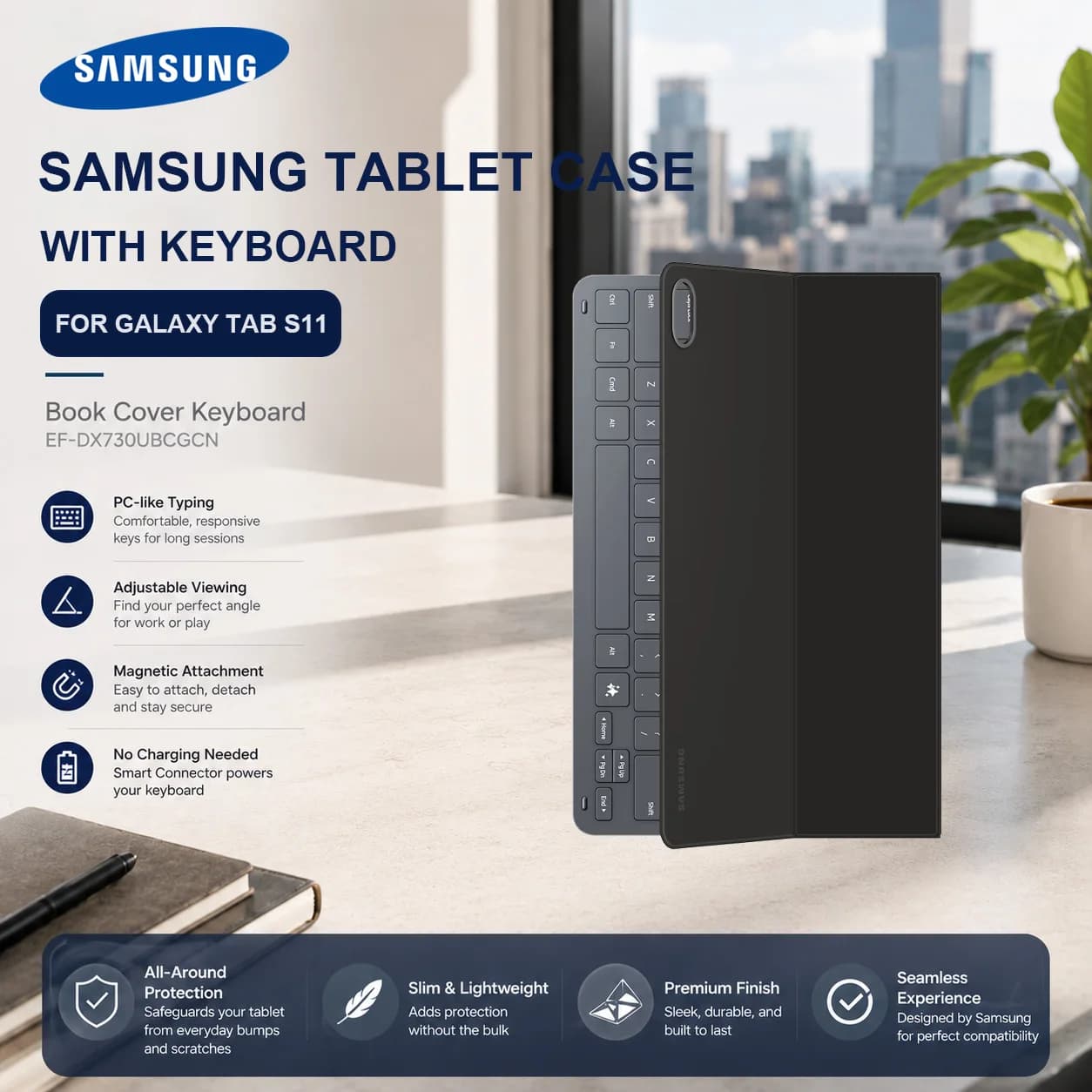 Nuova tastiera Samsung con custodia per tablet per Galaxy Tab S11 EF-DX730UBCGCN tabS11 Book Cover POGO Fast Pin Connect supporto pieghevole