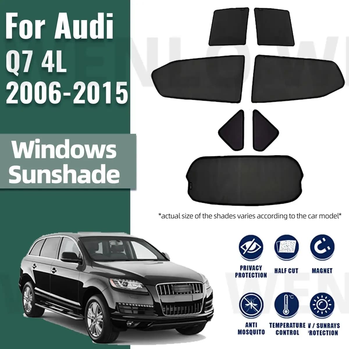 Per Audi Q7 4L 2006-2014 Auto Parasole Anteriore Parabrezza Posteriore Telaio Tenda Tenda Protezione UV Finestrino Laterale Parasole