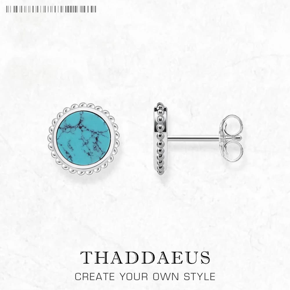 Orecchini a lobo rotondi con fiore turchese, gioielli in stile bohémien europeo per donna, nuovo regalo in puro argento sterling 925