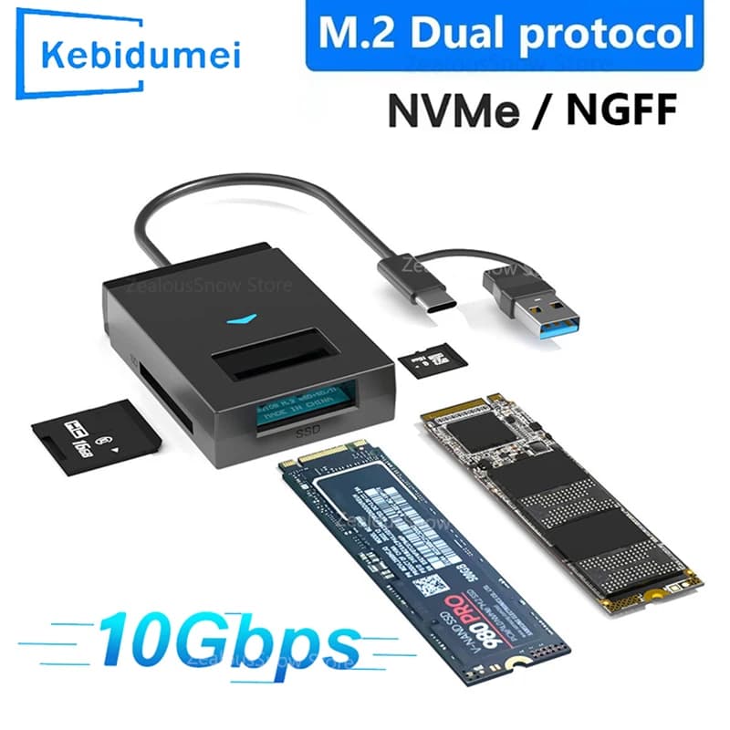 Adattatore M.2 NVME NGFF SATA Convertitore per disco rigido SSD da USB 3.1 a M.2 Custodia esterna da 10 Gbps per lettore di schede SD TF per chiave M/M+B
