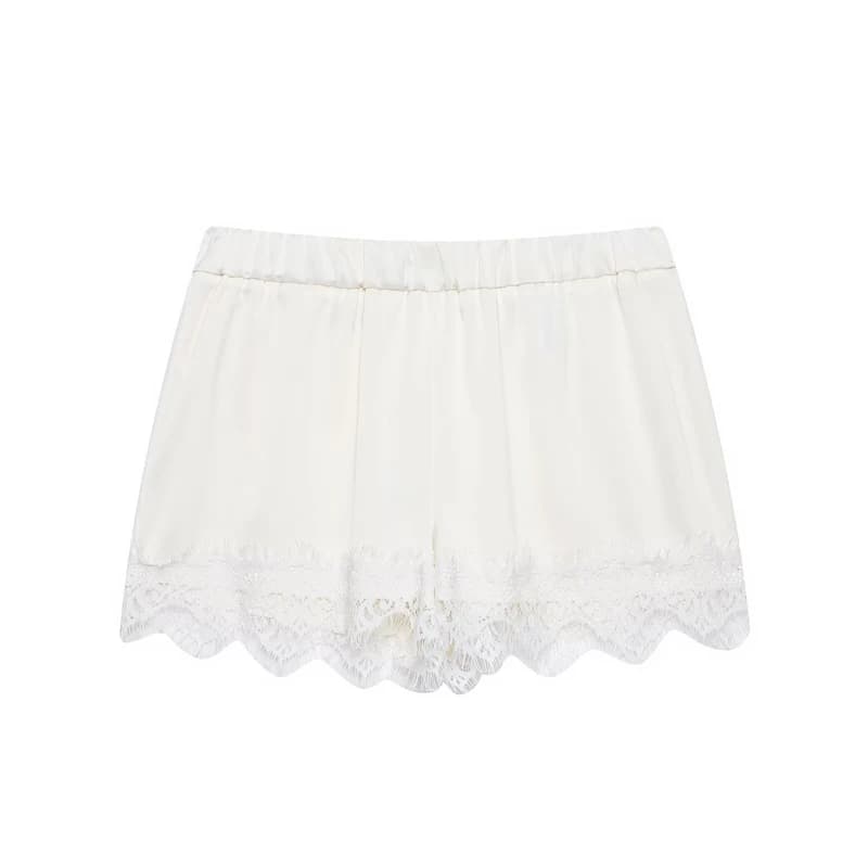 Pantaloncini in Raso di Seta con Bordo in Pizzo Anti-Esposizione 2026 da Donna, Leggeri, Estivi, Casual per Casa, Pantaloncini di Sicurezza