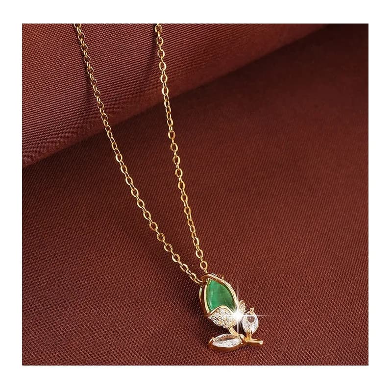Sweet and Fashionable Tulip Flower Pendant Necklace Women's Exquisite High-end Design Lock Pure Copper Bone Chain Explosion