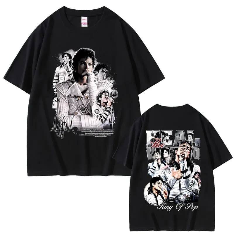 Fantastica T-shirt Grafica di Michael Jackson Re del Pop, Moda Vintage Rock per Uomo e Donna, T-shirt Gotica Punk Oversize