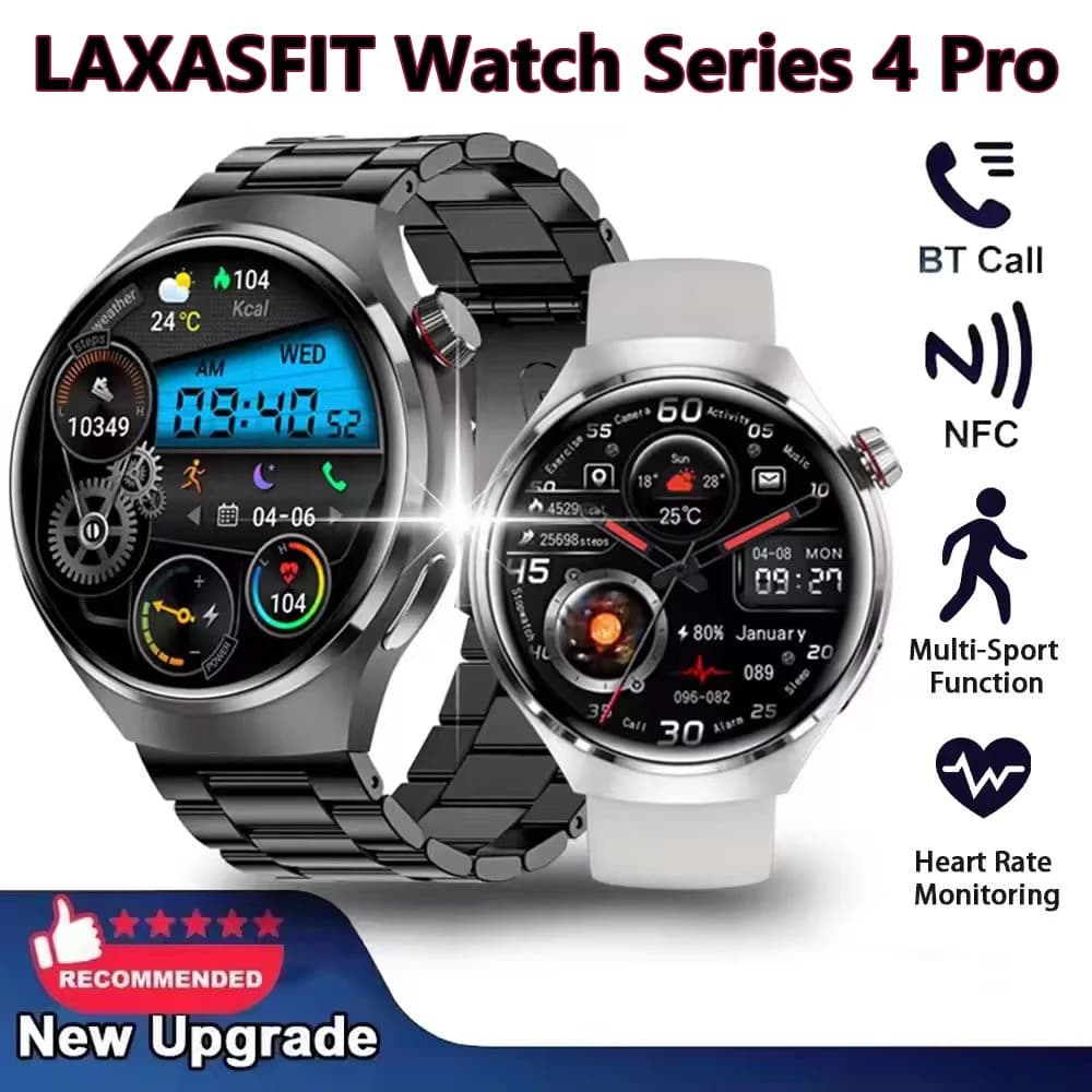 LAXASFIT 1.52 inch HD Smartwatch with customizable dial, Bluetooth calls, voice assistant, fitness tracker and wireless charging