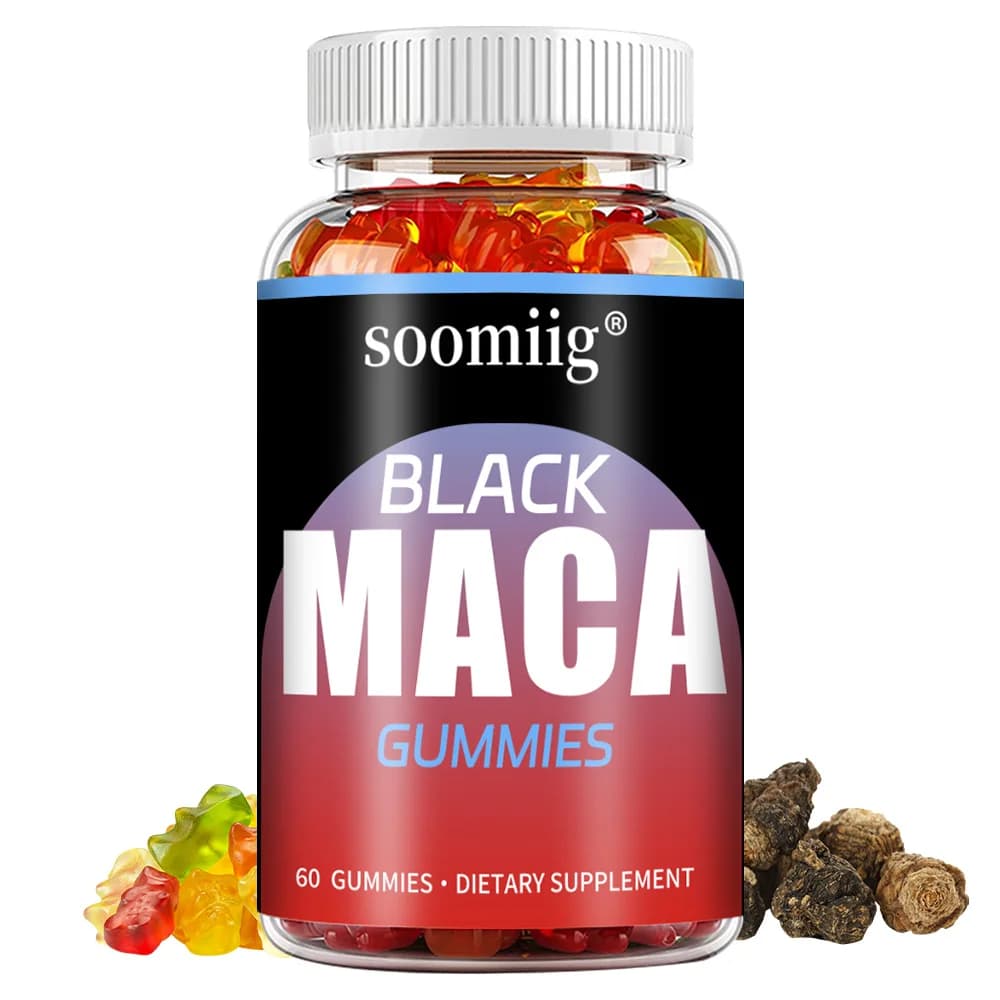 Caramelle Gommose di Maca Nera - Estratto di Radice di Maca Peruviana per Salute Naturale, Energia, Prestazioni, Crescita Muscolare e Supporto dell'Umore