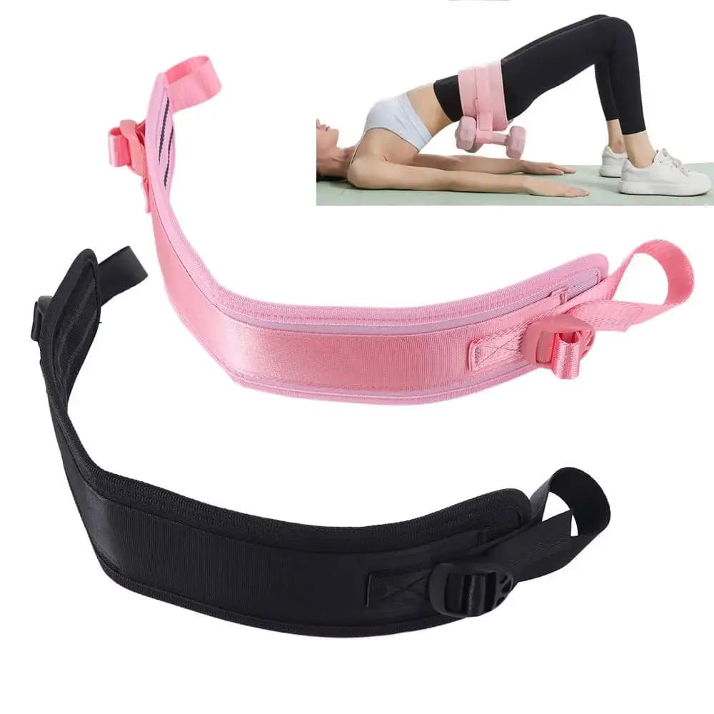 Lunges Easy to Use Hip Thrust Belt Non Slip Black Dumbbell Booty Belt Pink Adjustable Weight-bearing Belt Exercise