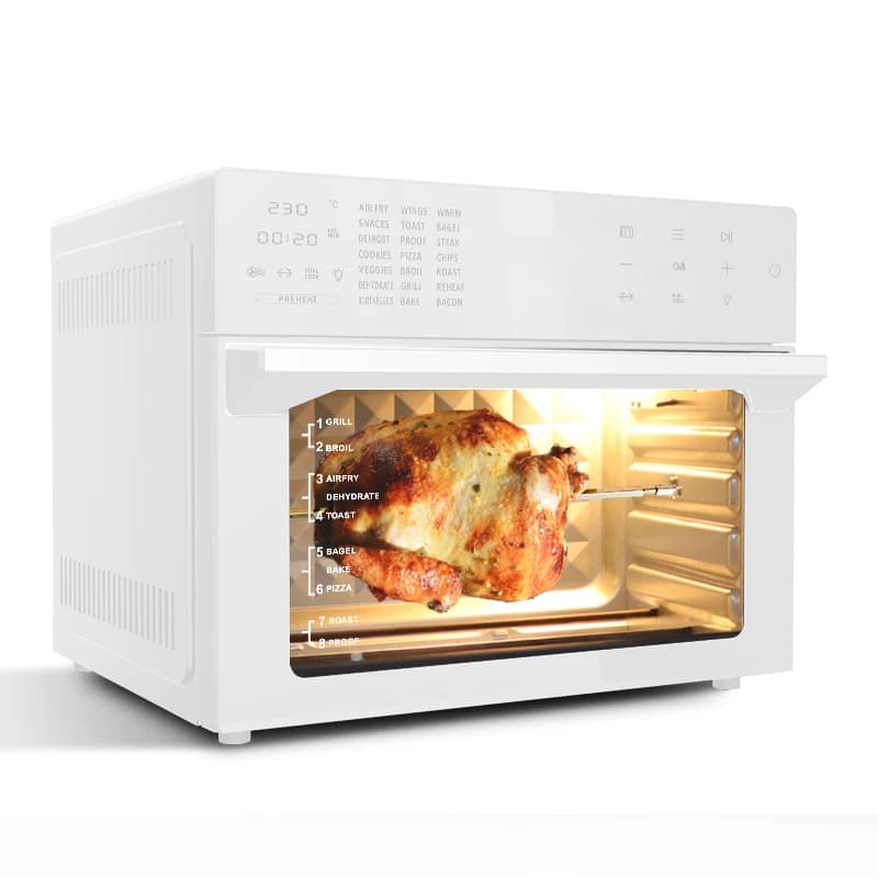 1800W Electric Air Fryer Oven Non-Stick Coating 30L Capacity 6 Heating Elements Rotating Basket Rotisserie Toaster Grill Oven