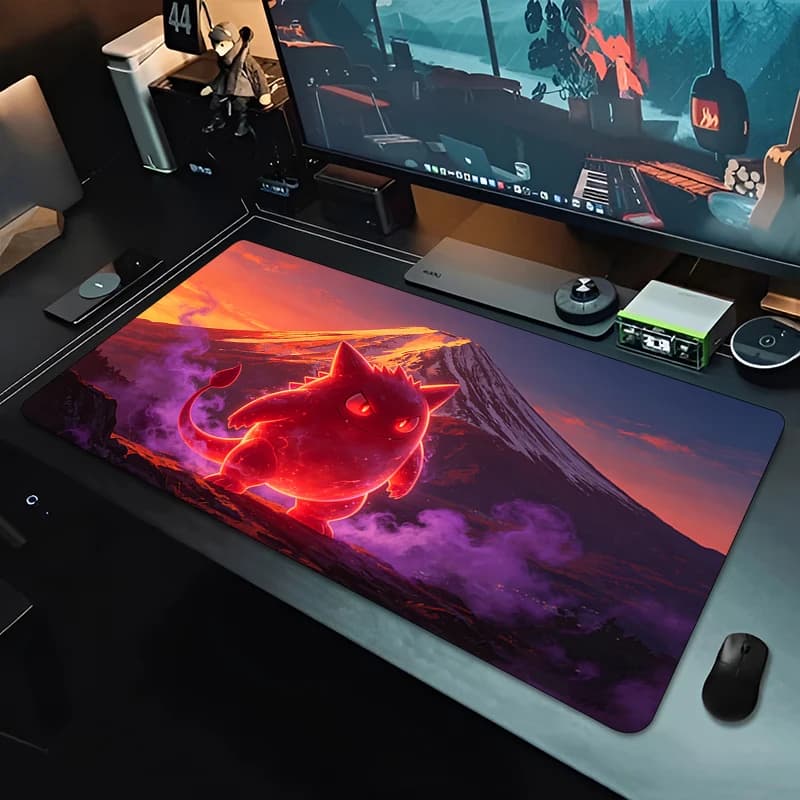 Tappetini per Mouse Anime Pokemon Gengar, Tappetini per Tastiera e Mouse da Ufficio, Tappetino da Scrivania Esteso per Laptop, Grande Tappetino da Gaming Anti-sfilacciamento