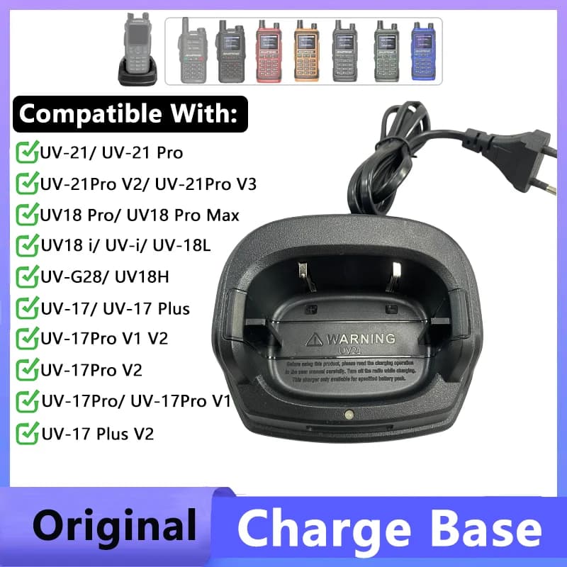 Base per caricabatterie originale UV-21 Pro V2 UV18 Pro Max Wakie Talkie Desktop UV-17 Pro Dock di ricarica per batteria accessori per Walkie Talkie
