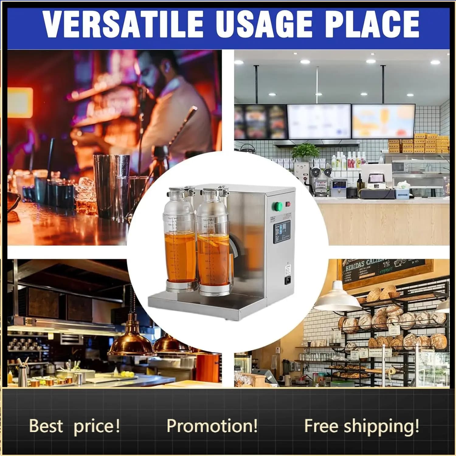 Automatic Milk Tea Shaking Machine, Electric Double Frame Milk Tea and Cocktail Shaker, 400r/min, Double Cups for for Bubble Tea