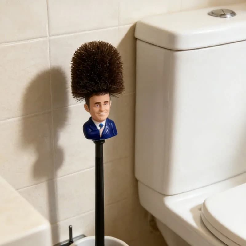 Spazzola per WC Creativa con Supporto, Design Divertente a Forma di Presidente, Decorazione per Bagno, Strumento per la Pulizia, Accessorio Originale per il Bagno, Articolo per la Casa