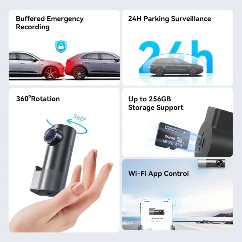 Nice DDPAI Mini Pro 2K WiFi dashboard camera, DVR camera for cars with night vision, video recorder, 24-hour parking monitoring