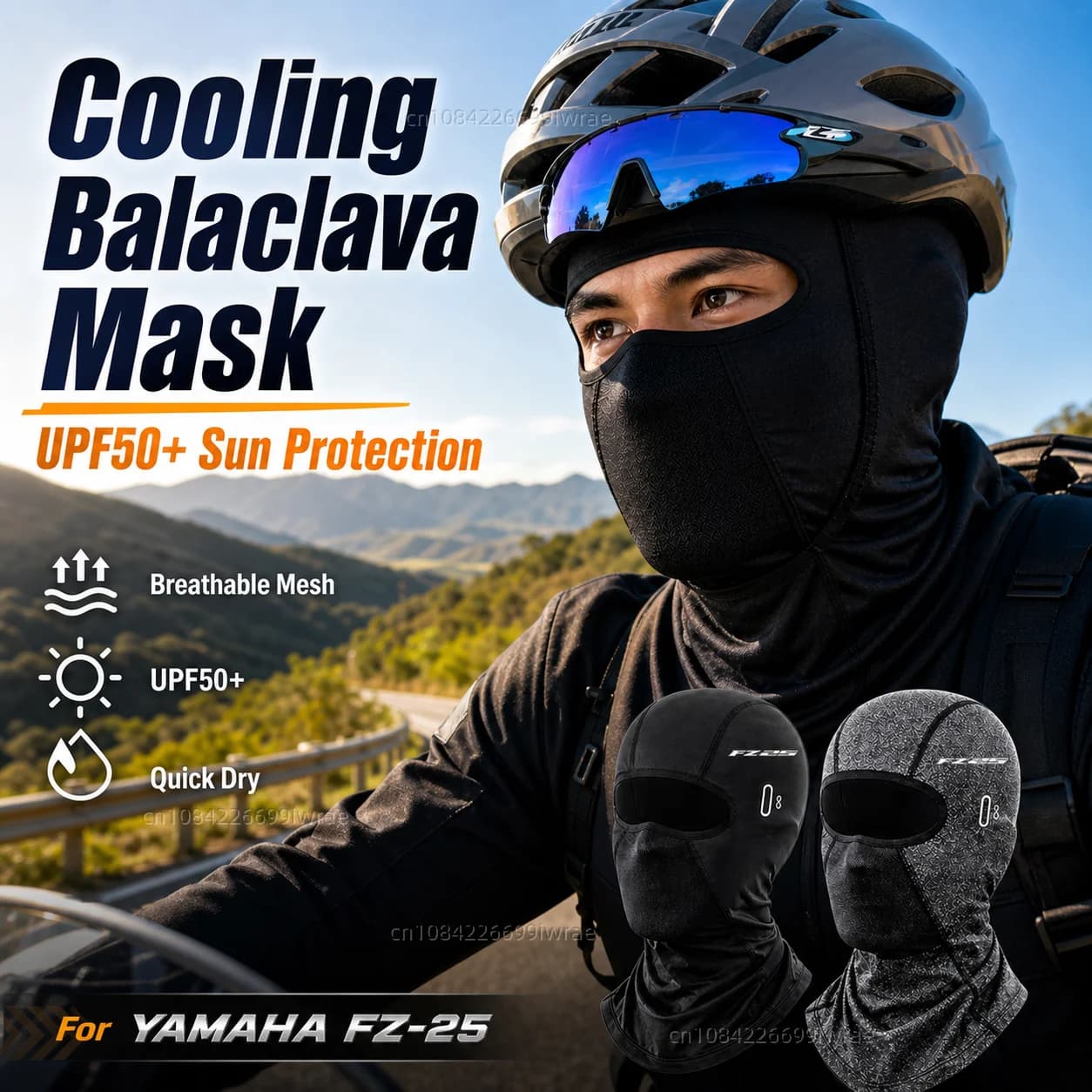 Cooling Motorcycle Balaclava Mask UPF50+ UV Protection Breathable Face Cover Summer For YAMAHA FZ-25 FZ25 FZ 25