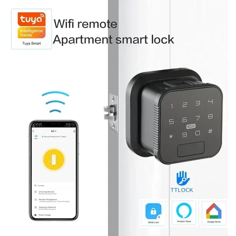 Tuya WIFI Serratura elettronica per impronte digitali TTlock Smart Door Lock Password per impronte digitali Scheda IC Chiave NFC APP Sblocco remoto Serrature intelligenti