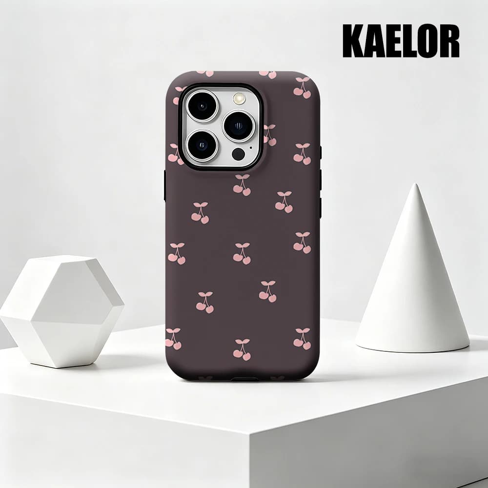 Custodia Kaelor opaca antiurto per MagSafe per iPhone 17 16 15 14 Plus 13 Pro Max, cover rigida in PC con mini pois ciliegia