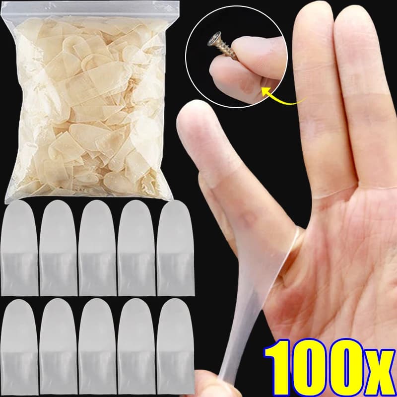 Manicotto trasparente per le dita Guanti ultrasottili satinati antiscivolo senza polvere Protezione per le unghie Manicotto per le dita Guanti da lavoro in lattice per esterni