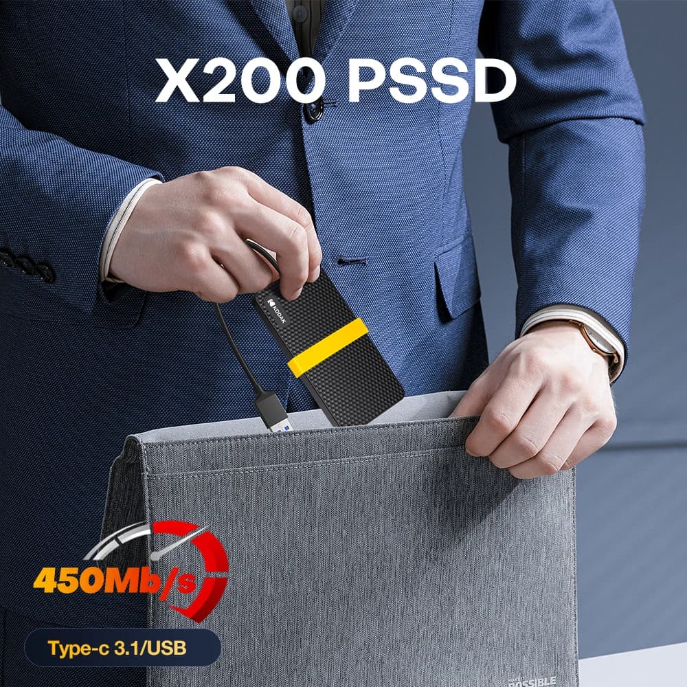 KODAK Originale X200 SSD Esterno Disco Rigido HD Externo USB3.1 SSD Portatile 256GB 512GB 1TB 2TB Per Laptops Smartphone PC TV