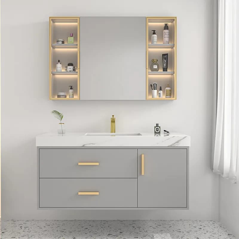 Bathroom cabinet combination, marble washbasin mirror cabinet, wall-mounted washstand